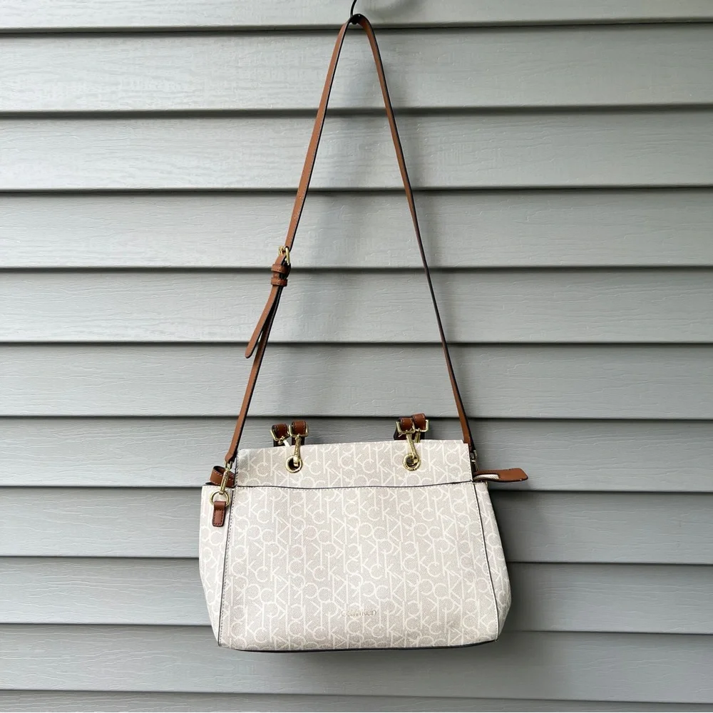 Calvin Klein Sonoma Satchel Crossbody Bag Adjustable Strap Shoulder bag Khaki